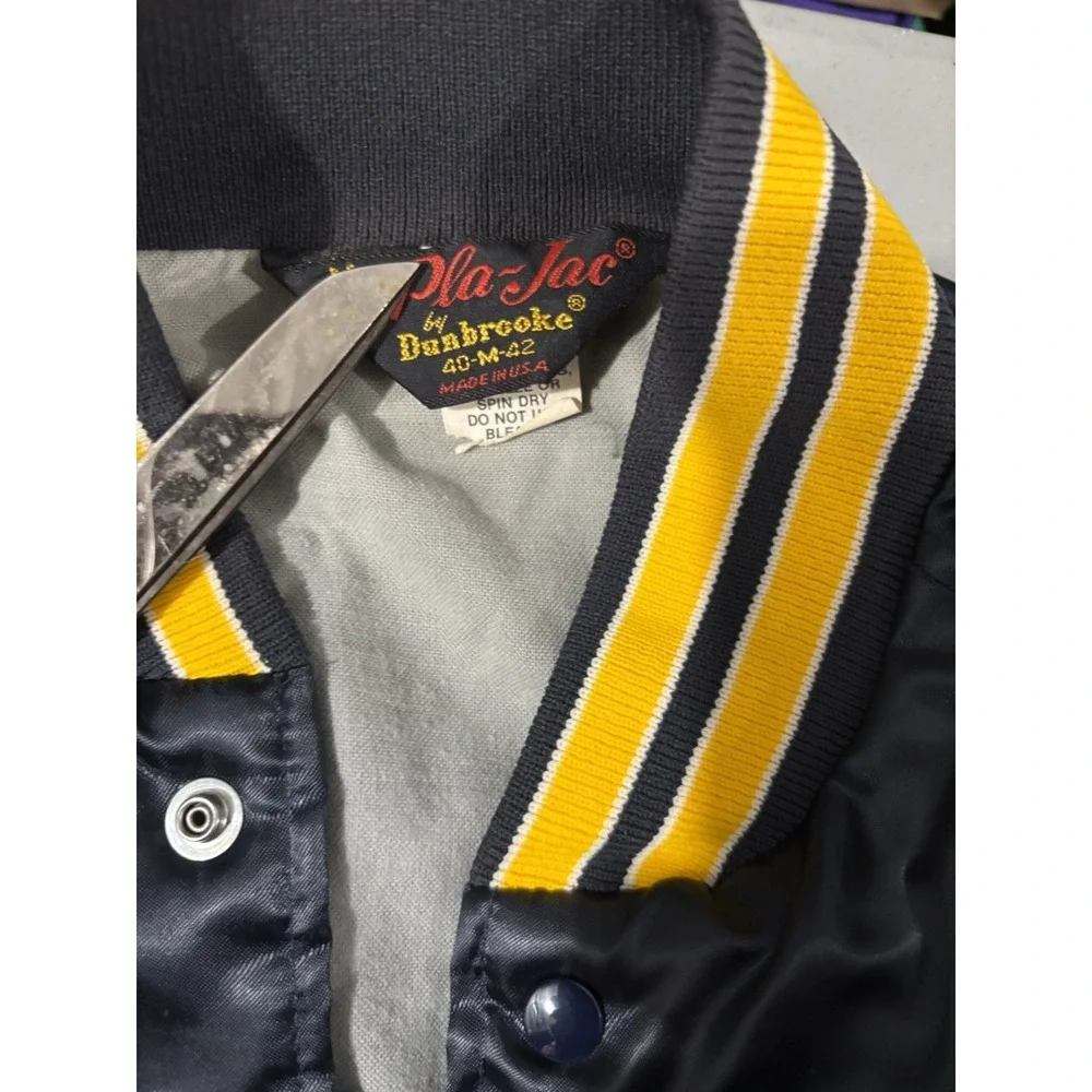 Vtg Black Satin Jacket M Cablevision Parsons Kansas Jacket